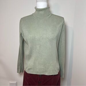 Belford 90s 100% Pure Silk Light Soft Green Turtleneck Sweater Cool-Toned 🍃